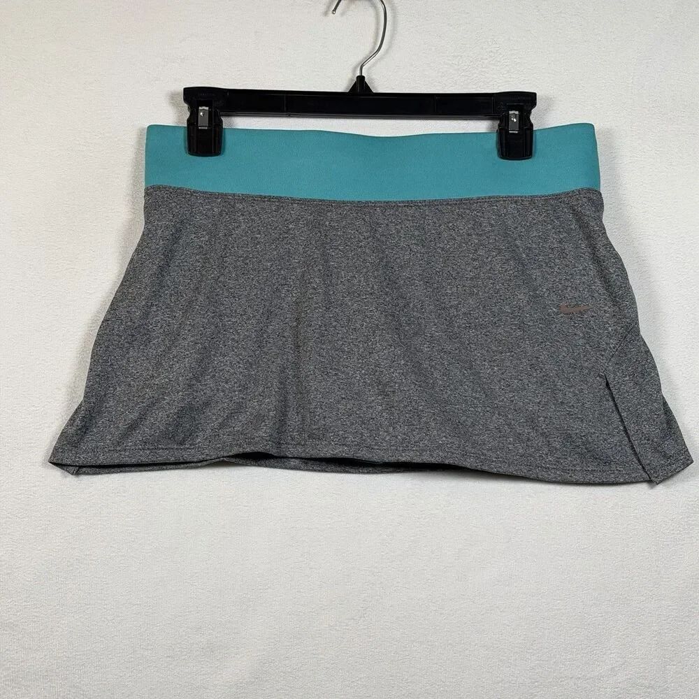 Nike Dri Fit Athletic Skort Womens Small Gray Teal Pull On Tennis Golf Active